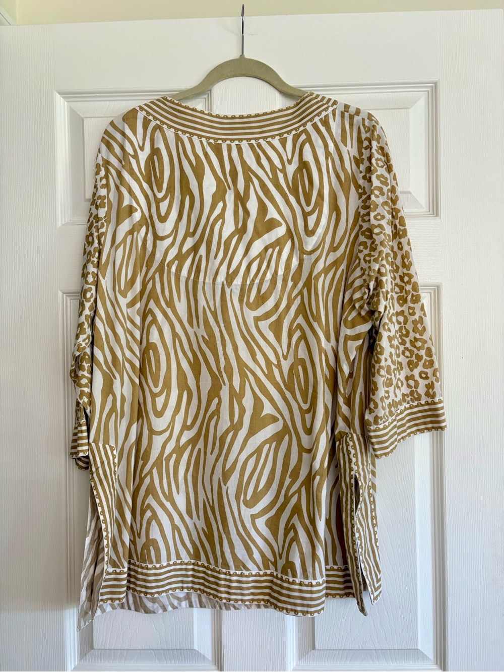 Gretchen Scott Designs White and Tan/Beige Animal-Print Tunic - Goddess - Picture 3 of 5